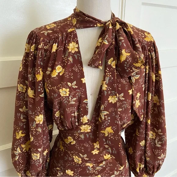 $498 Dôen Blossom Dress Cherrywood Winding Vine Floral - Picture 7 of 12